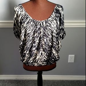 Animal Print Blouse w/Rhinestone Embellishments